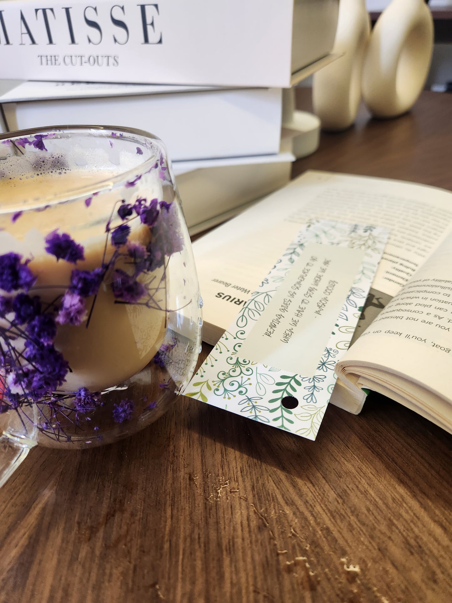 Botanical Green Bookmark – Mindful Boundaries Quote