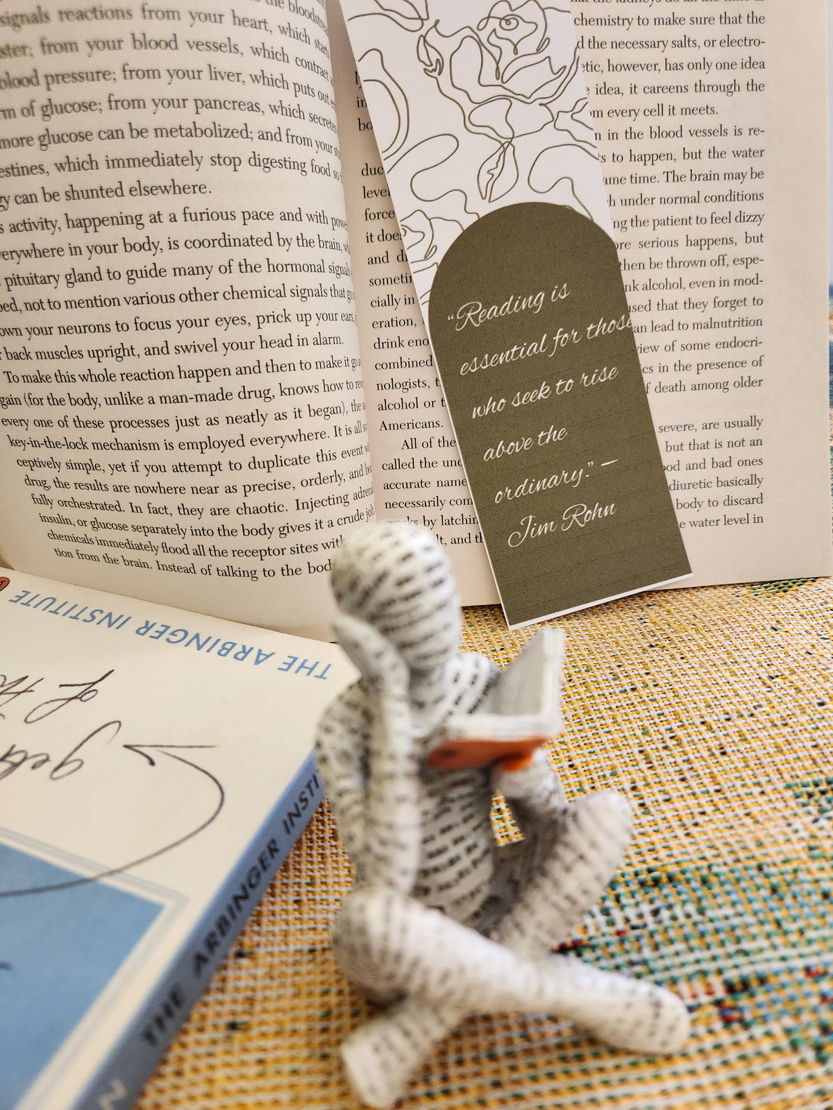Olive Botanical Bookmark – Jim Rohn Reading Quote