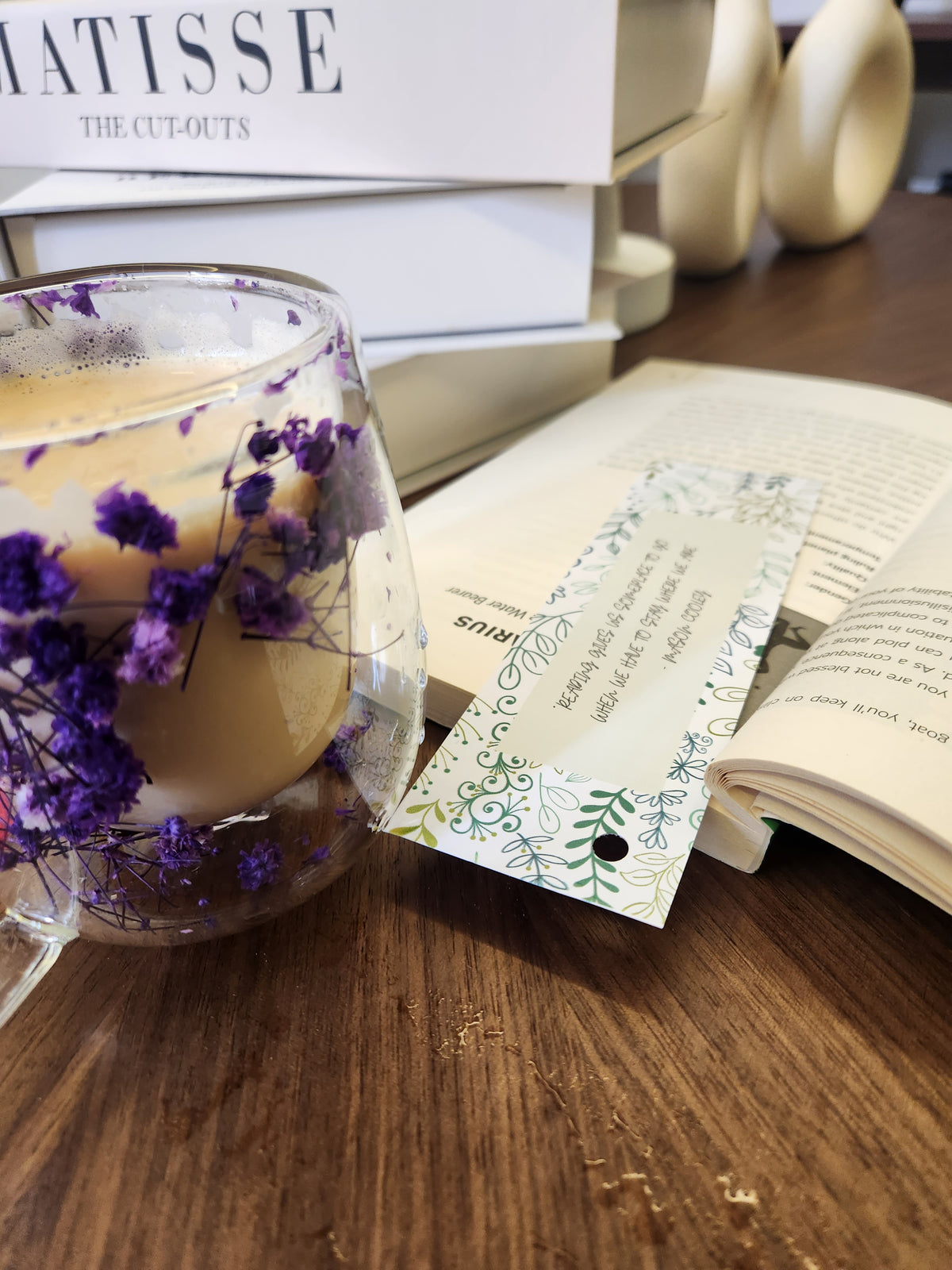 Botanical Green Bookmark – Mindful Boundaries Quote