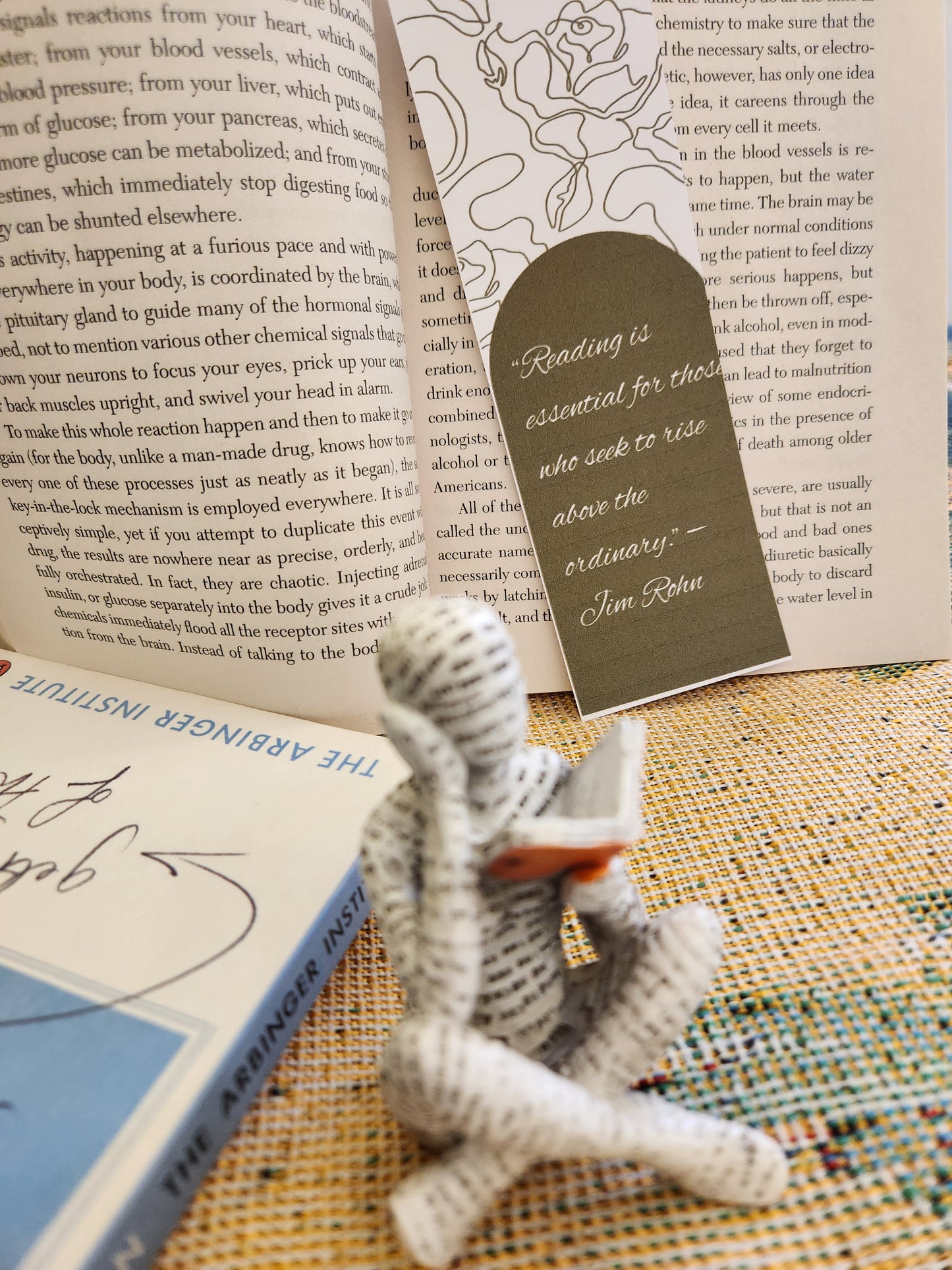 Olive Botanical Bookmark – Jim Rohn Reading Quote