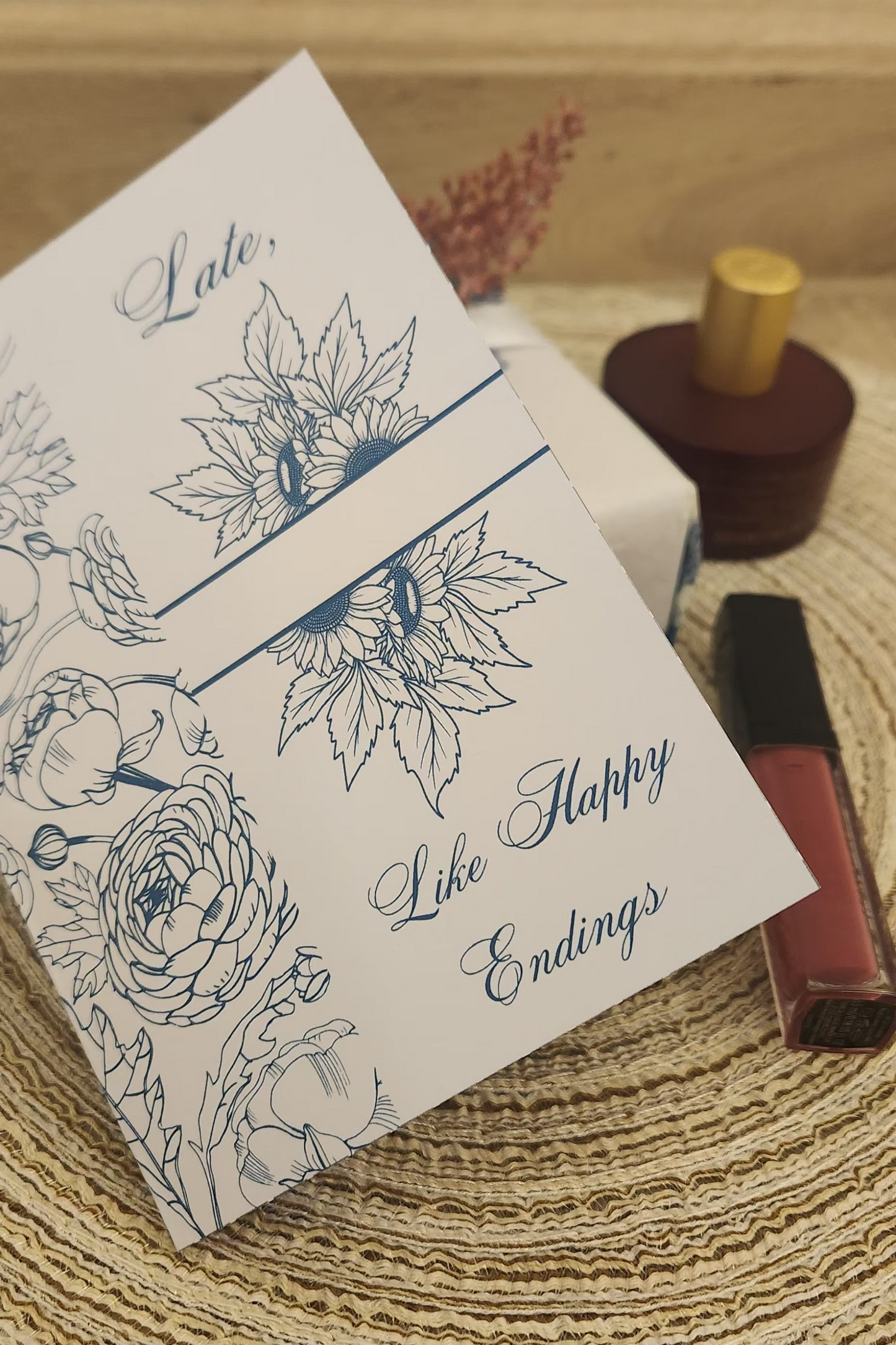 Late, Like Happy Endings – Printable Romantic Card