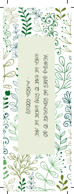 Botanical Green Bookmark – Mindful Boundaries Quote