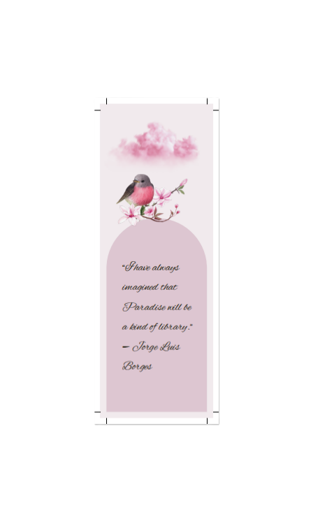 Pink Blossom Bookmark – Jorge Luis Borges Quote