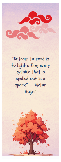 Autumn Sunset Bookmark – Victor Hugo Reading Quote
