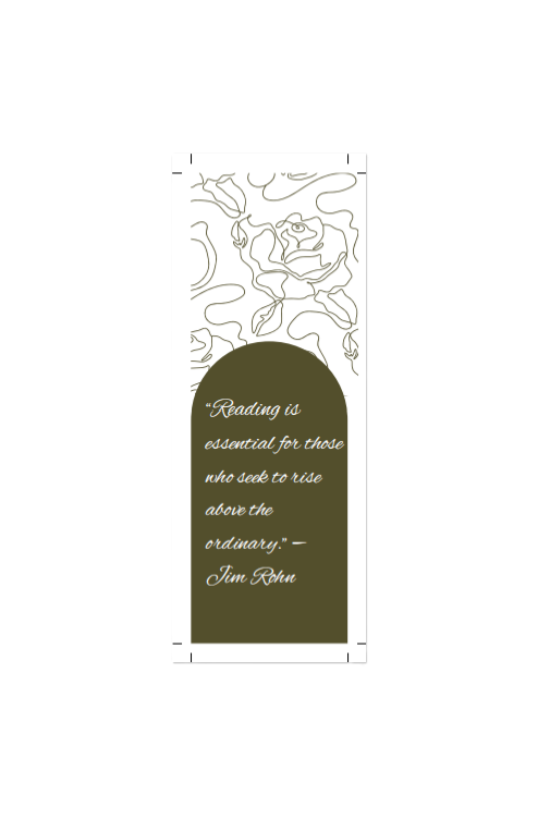 Olive Botanical Bookmark – Jim Rohn Reading Quote