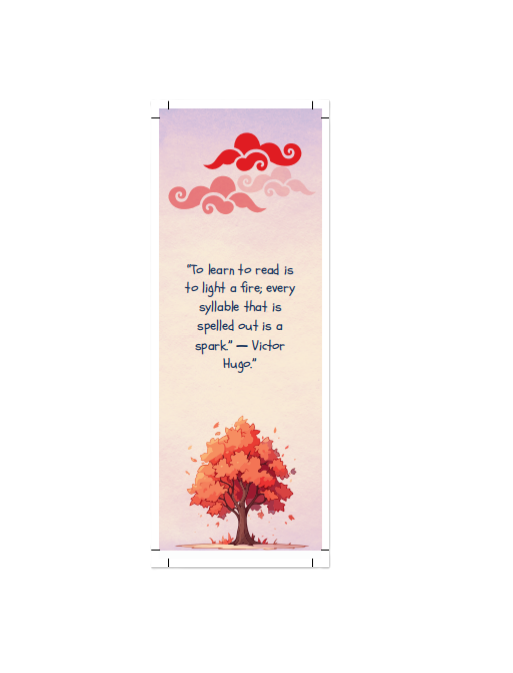 Autumn Sunset Bookmark – Victor Hugo Reading Quote